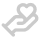 White hand icon holding a heart shape on a transparent background.