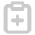 Clipboard icon with a plus sign in the center.