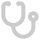 Grey stethoscope with earpieces on a white background.