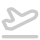 Icon of an airplane taking off angled upward above a runway line.