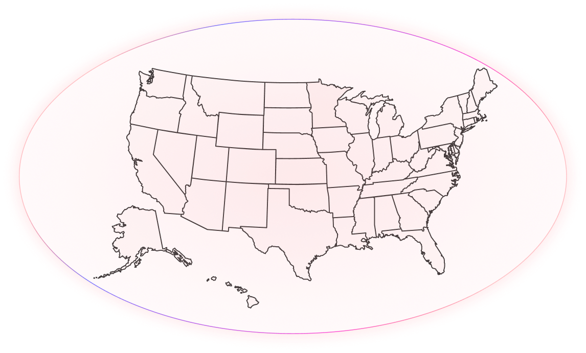 Map of the US showing multiple red health location icons spread across various states.