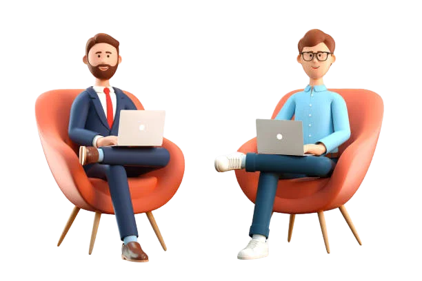 businesman sitting on chair with laptop 3d