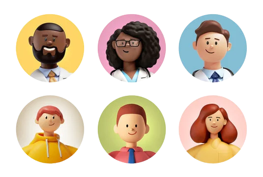 people in circle icon listed grid 3d