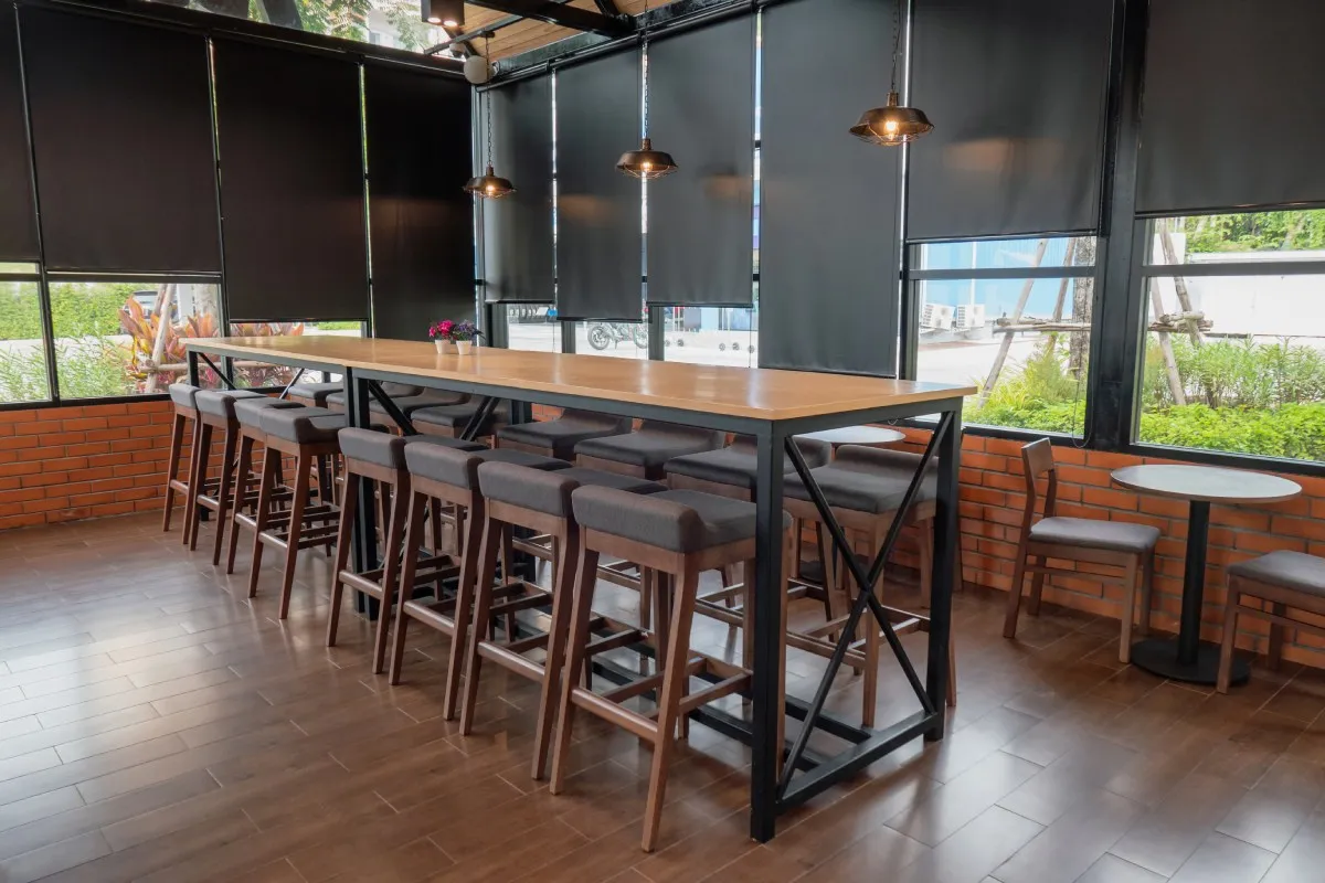 Resturant with interior window shades in Phoenix