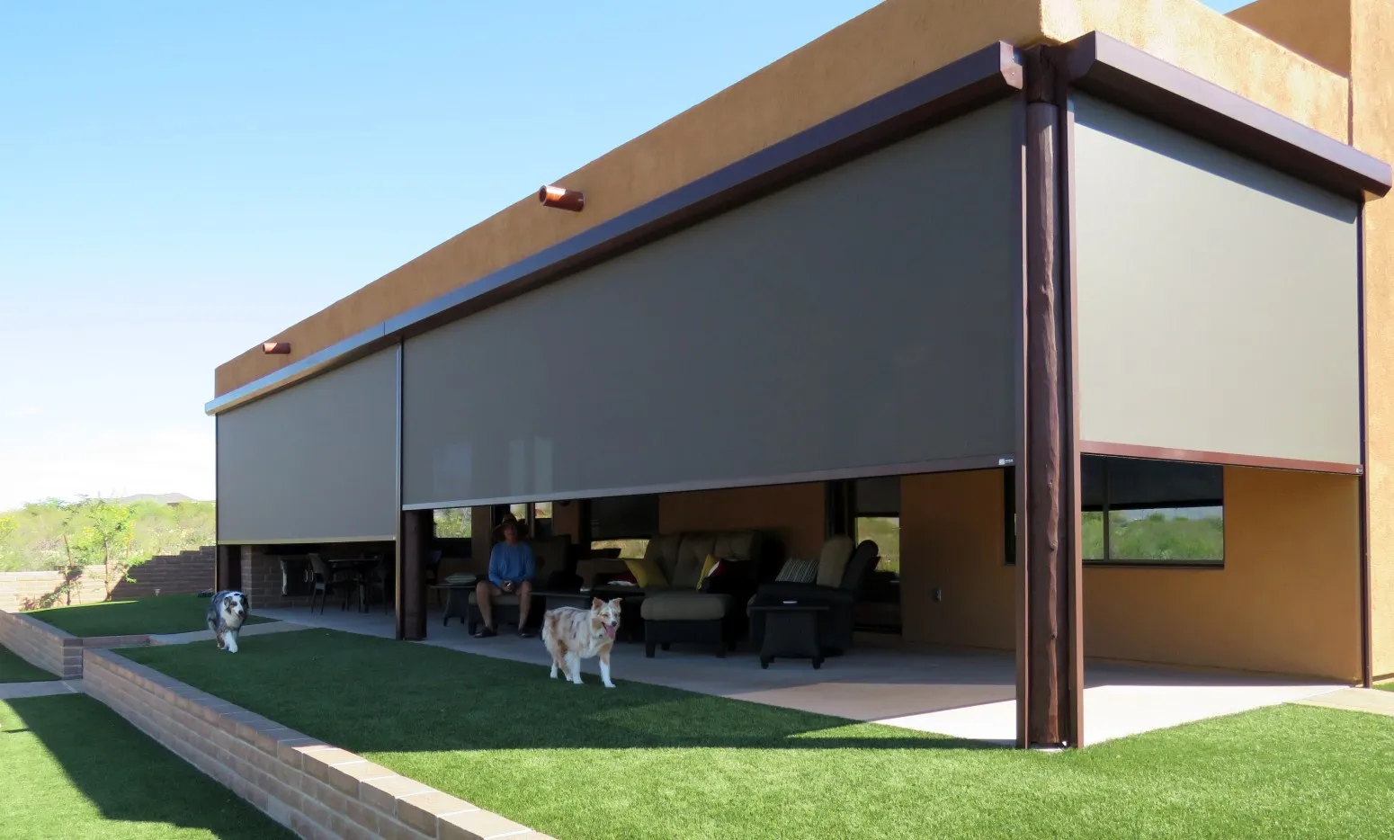 Rolling shutters being deployed