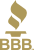 Better Business Bureau (BBB) logo with stylized torch flame and letters BBB underneath.