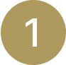 Gold circle with white number one inside.