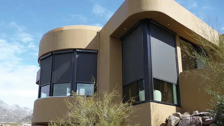 Home with solar screens in Tucson, AZ.