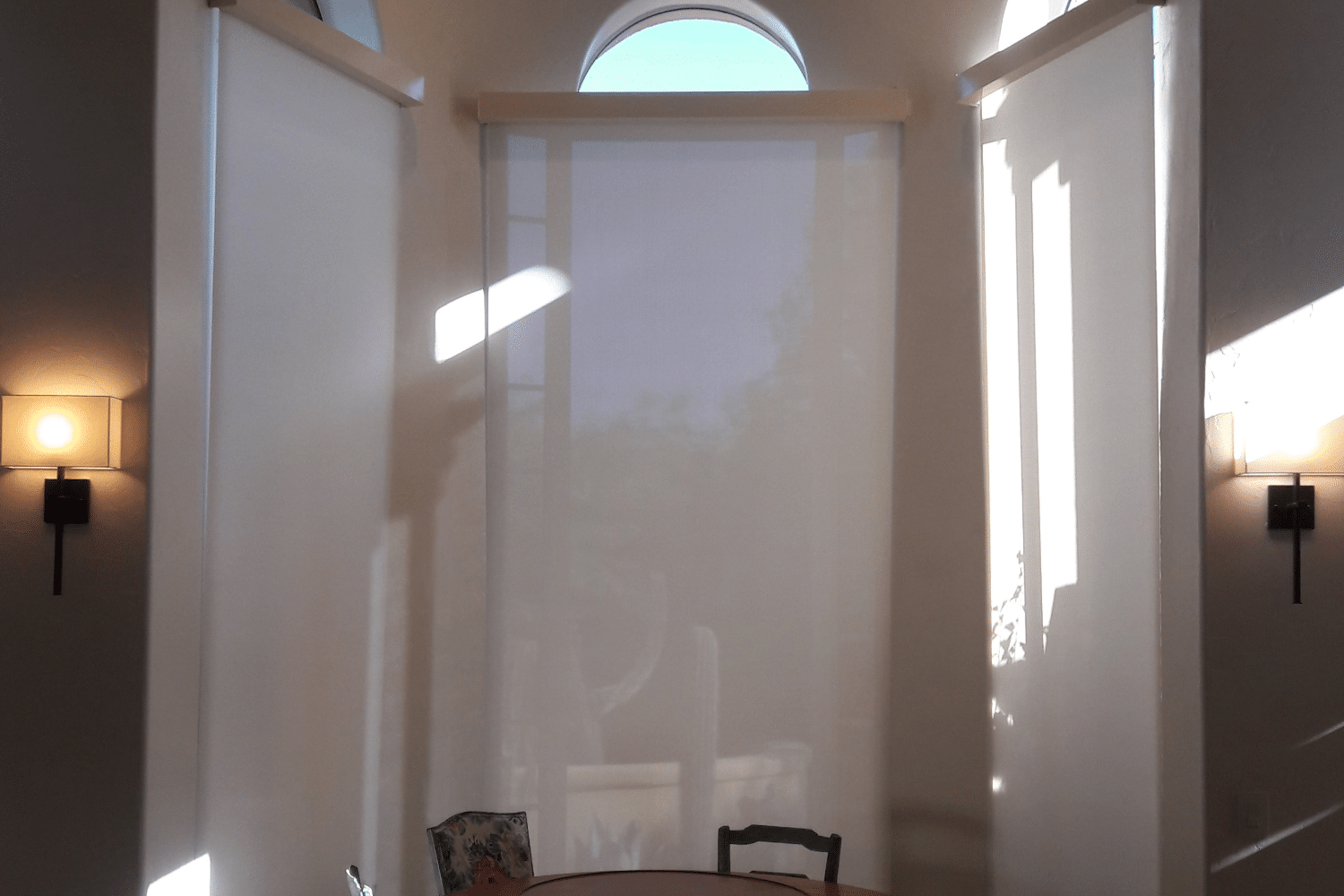 Solar screens filtering light in a Tucson home.