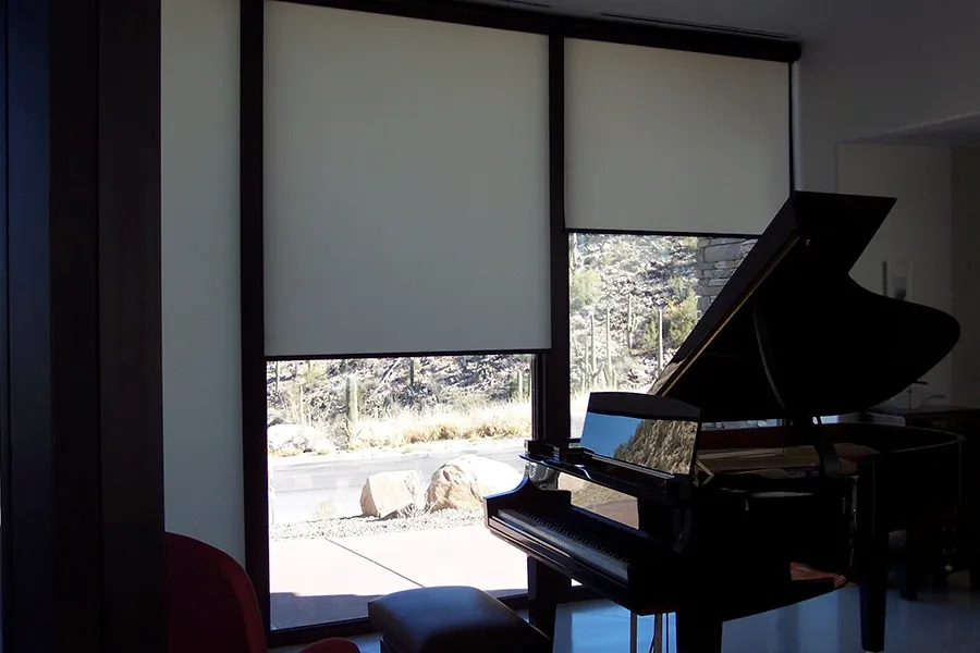 Interior shades in Piano room