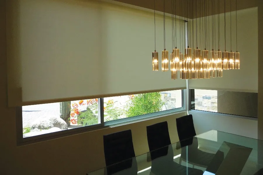 Interior shades in dining room