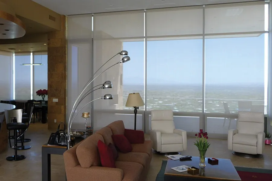 Interior shades in living room