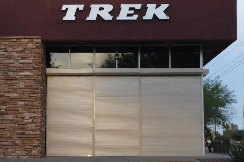 Rolling shutters installed at a Trek bike store