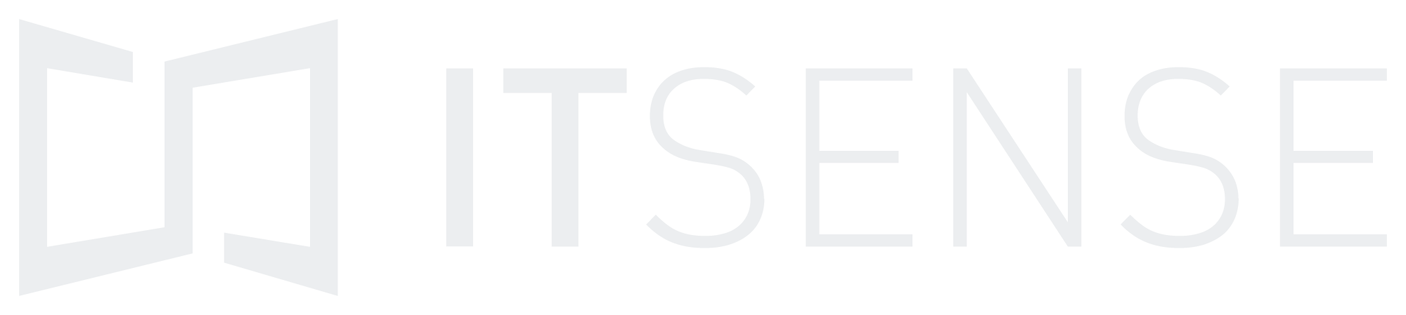 ITSENSE wordmark logo with stylized open book icon on the left.
