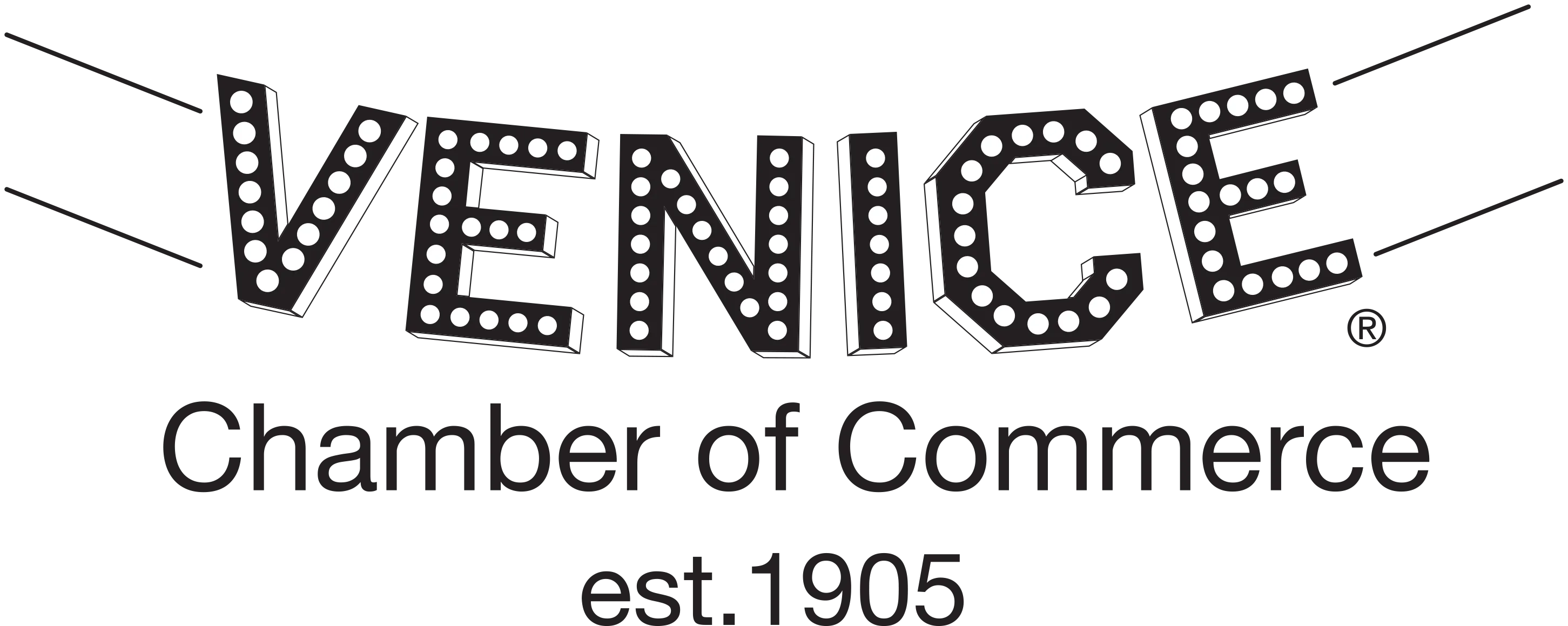 Venice Chamber of Commerce logo with stylized text and 'est. 1905'.