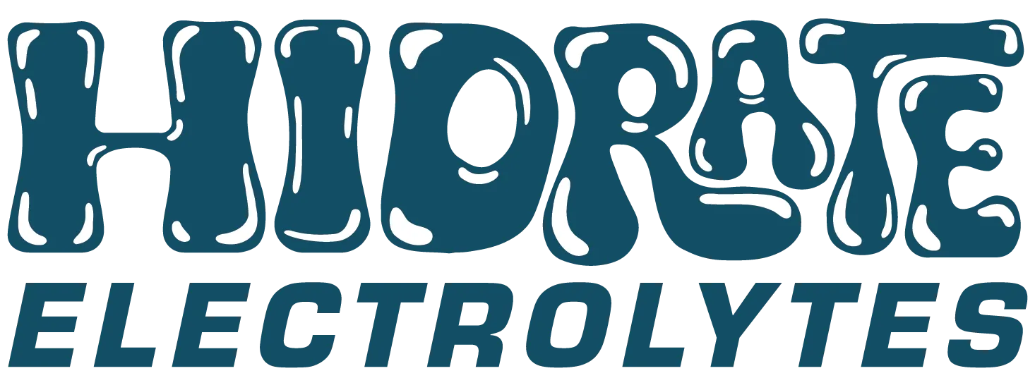 Logo text reading 'HIDROE ELECTROLYTES' with stylized bold letters and water droplet effects.