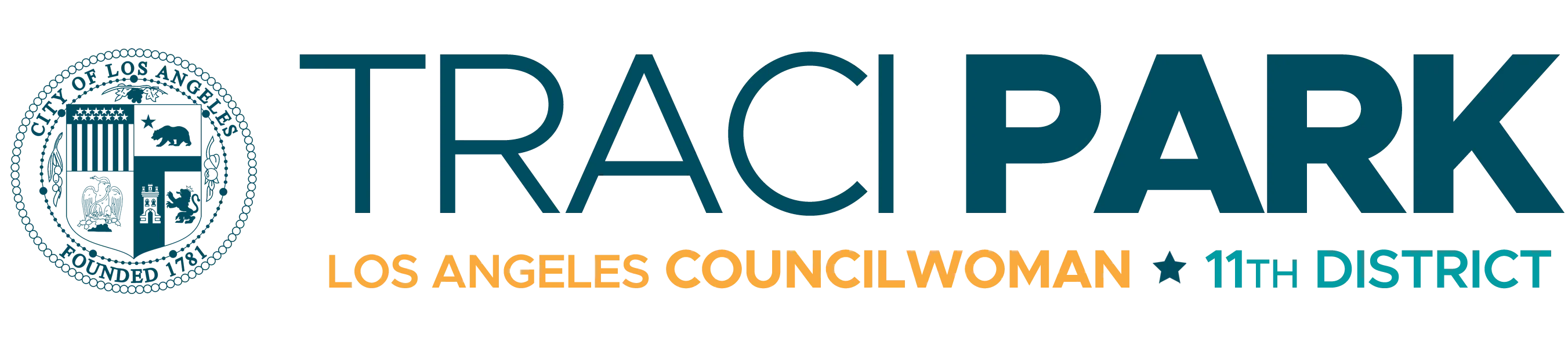 Seal of Los Angeles City next to text that reads TRACI PARK Los Angeles Councilwoman 11th District.