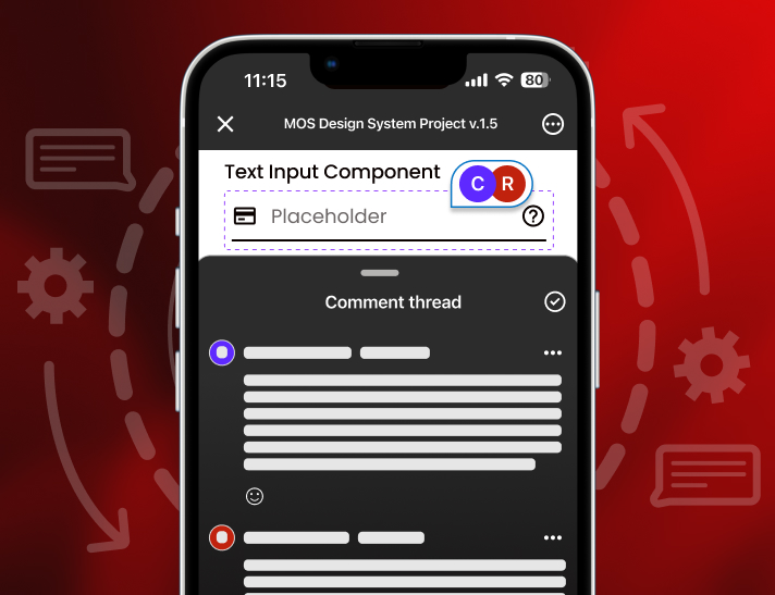 A mobile with a UI screen shocasing our effortless collaboration through Figma