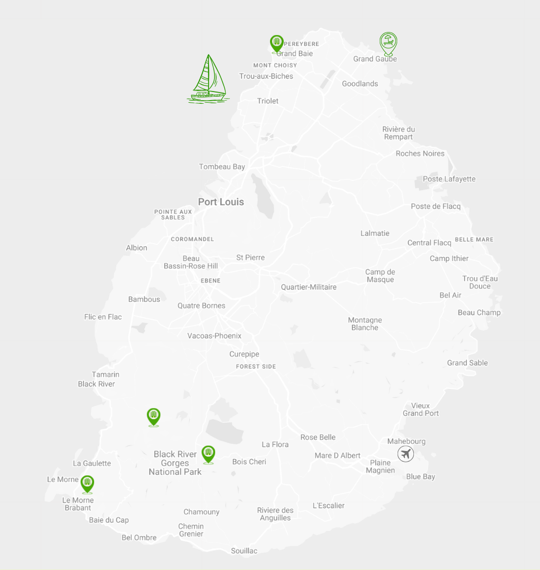 A map of Mauritius.