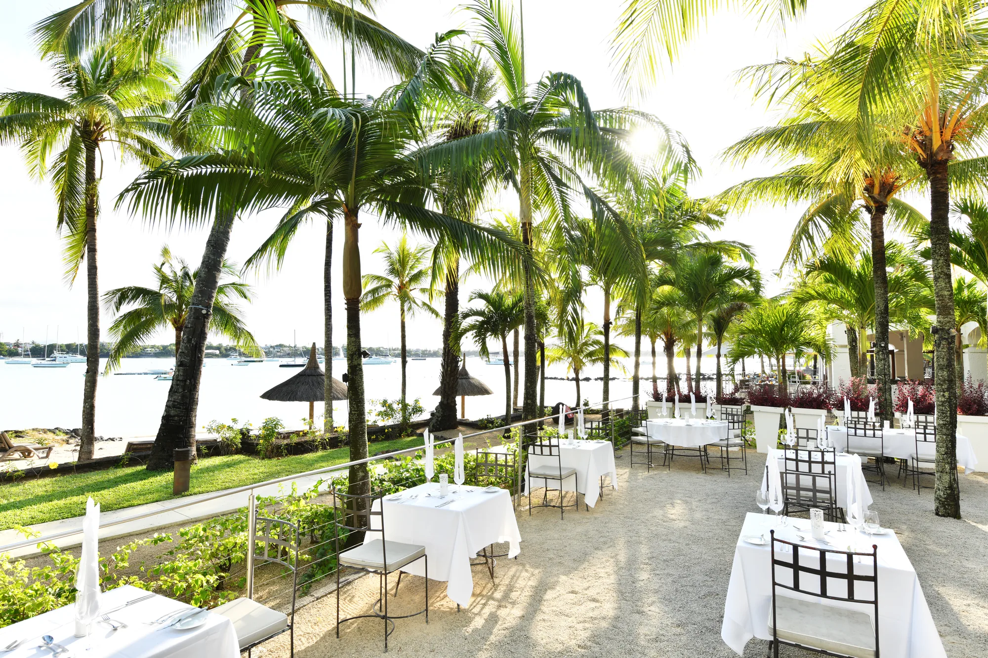 Sitting area of a garden view suite in a Mauritius hotel