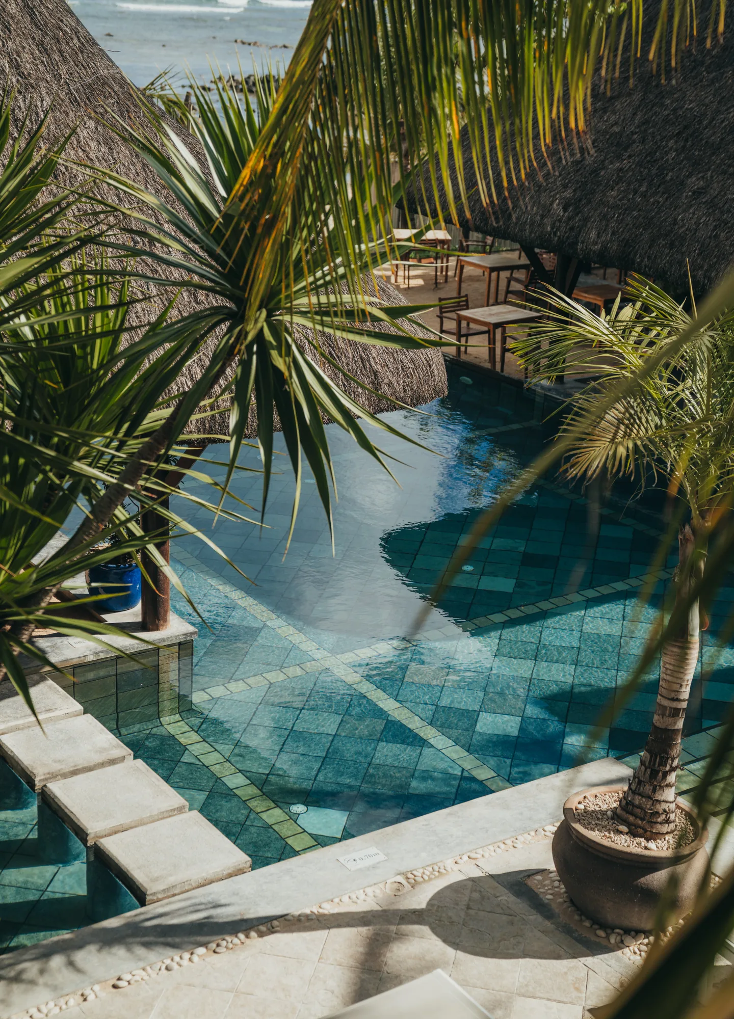 Sitting area of a garden view suite in a Mauritius hotel