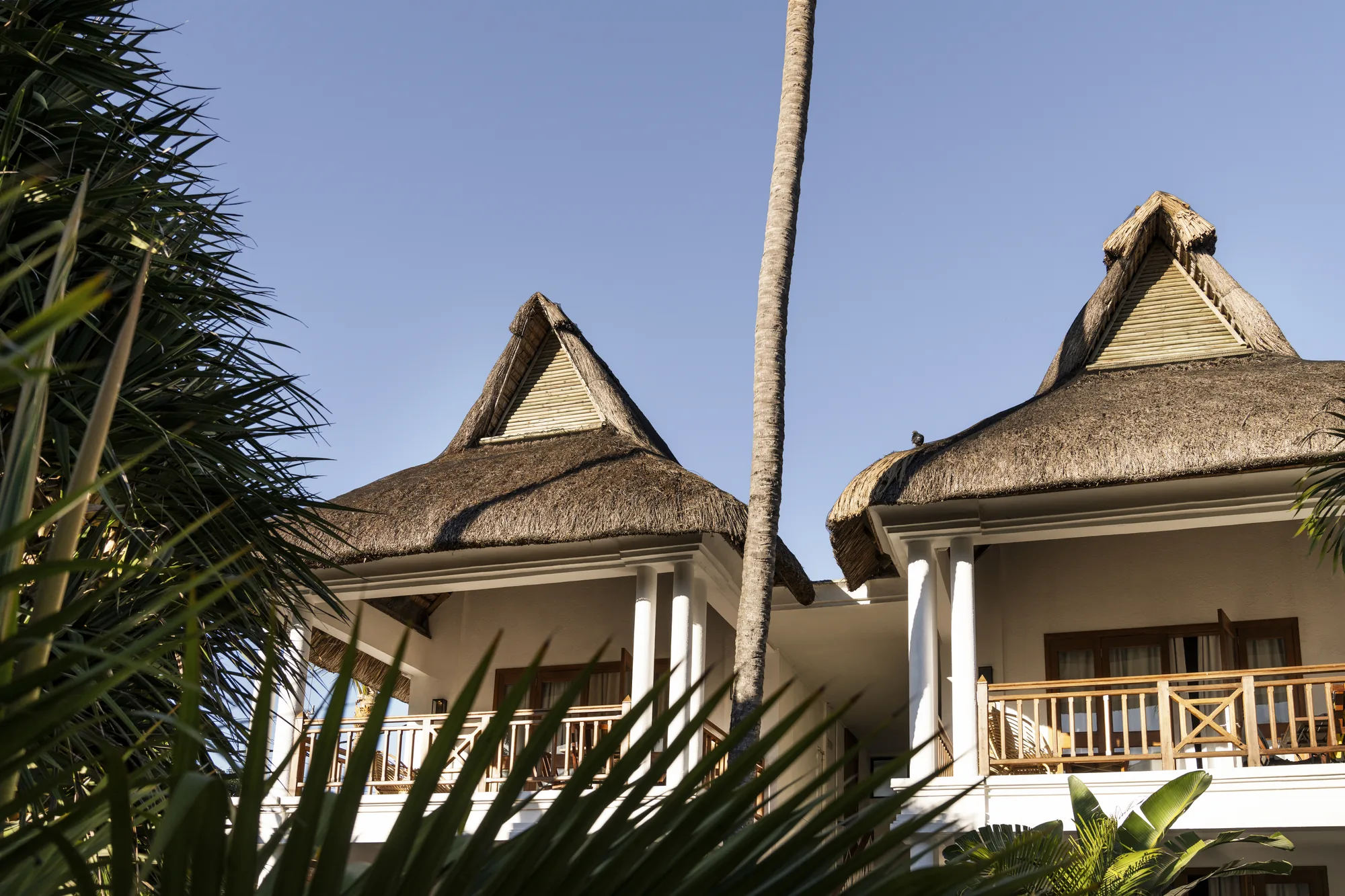 Resort restaurant sea facing at sunset mauritius