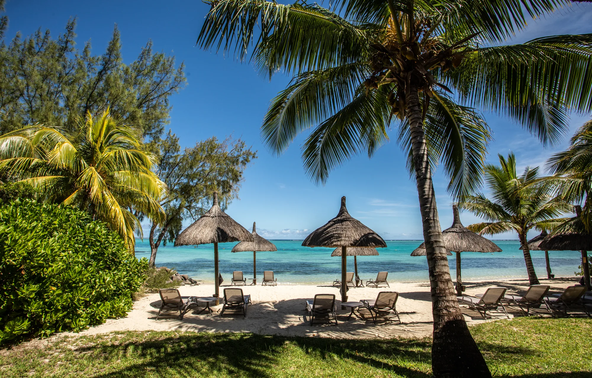 Resort restaurant sea facing at sunset mauritius