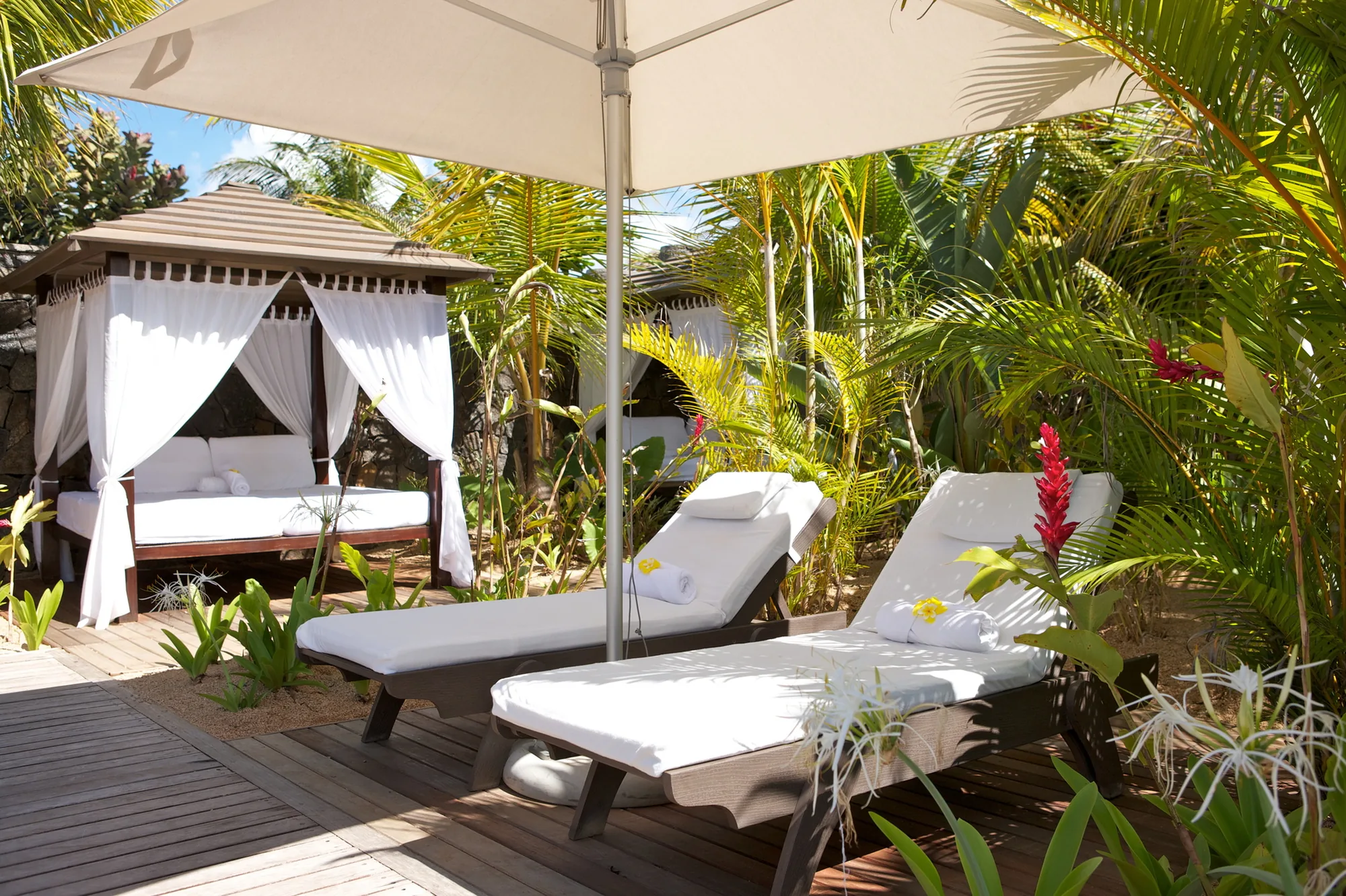 Resort restaurant sea facing at sunset mauritius