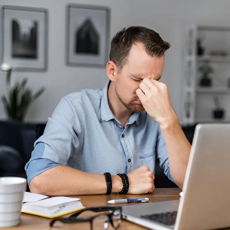 stressed out man at work
