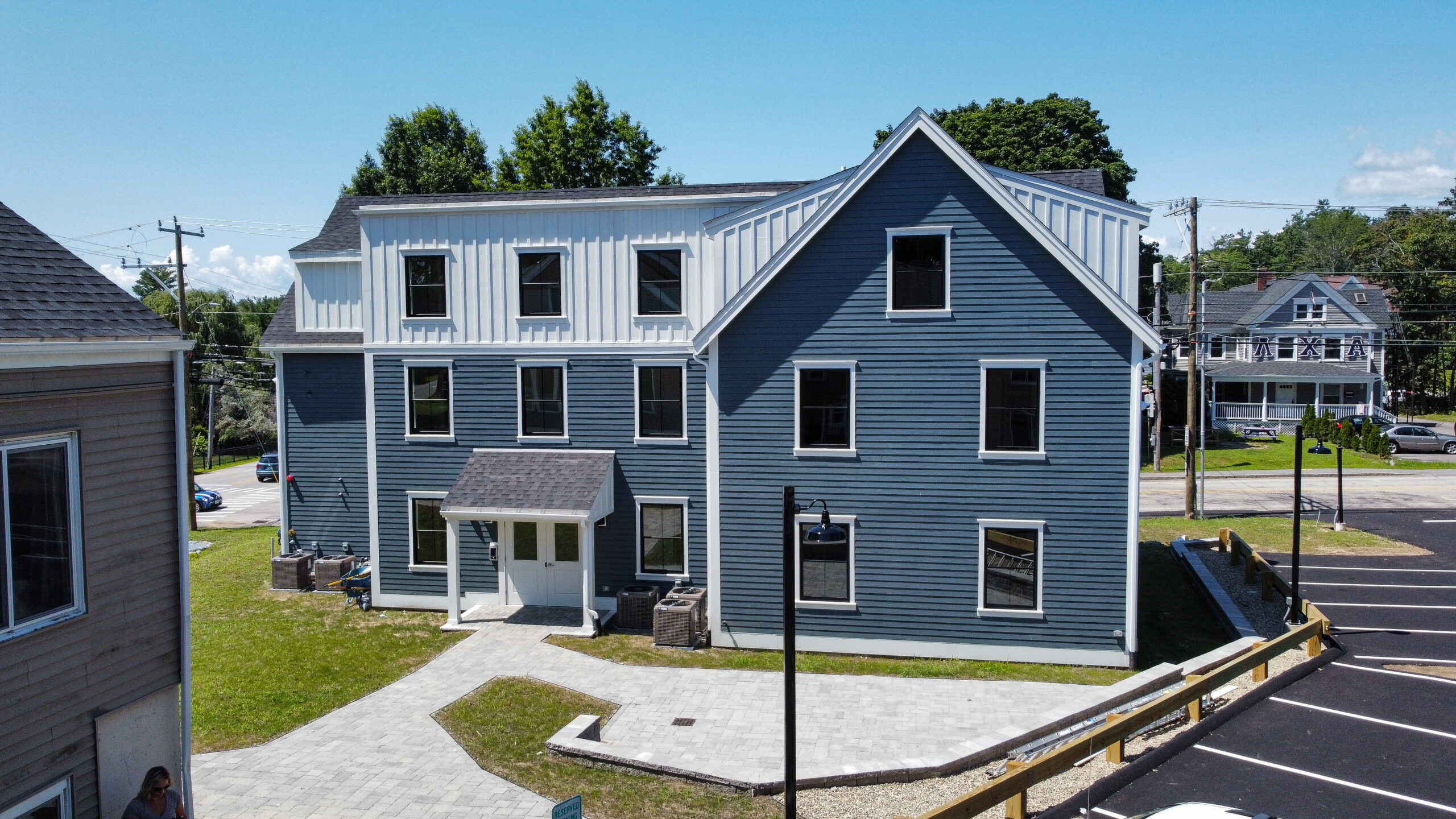 Aerial view of The Compounds student housing at 32 Madbury Road, Durham, NH