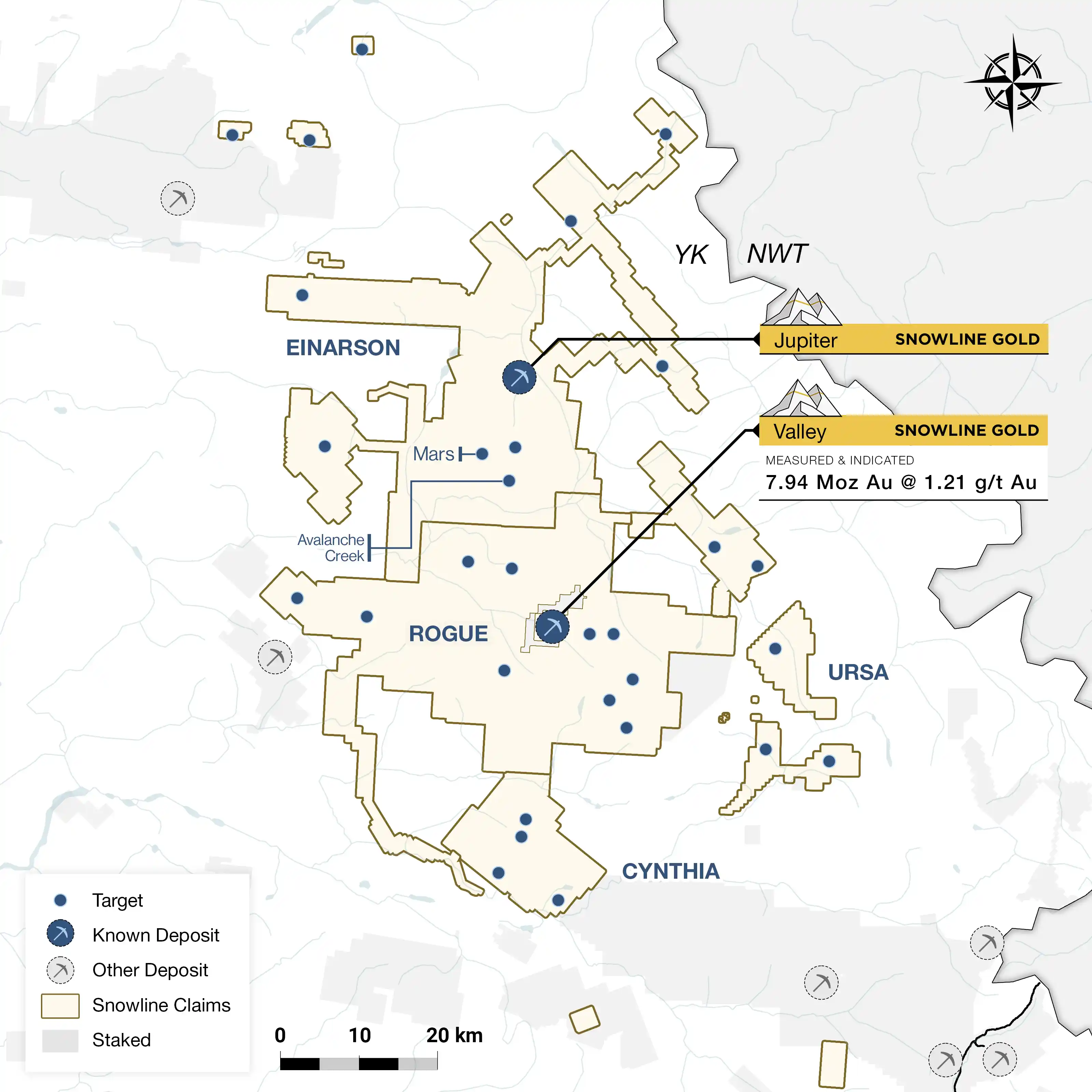 Detailed Claims map for snowline gold