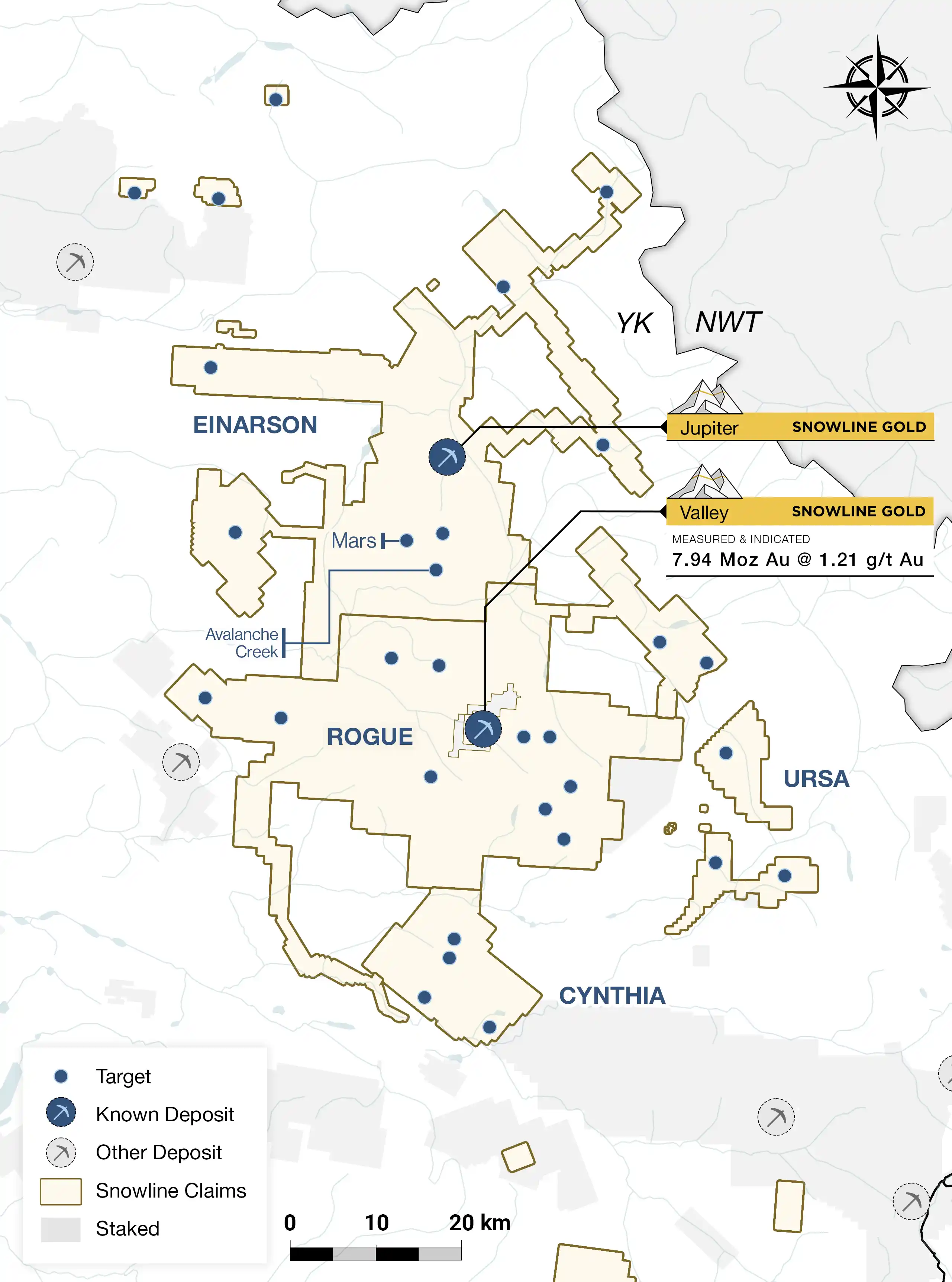Detailed Claims map for snowline gold
