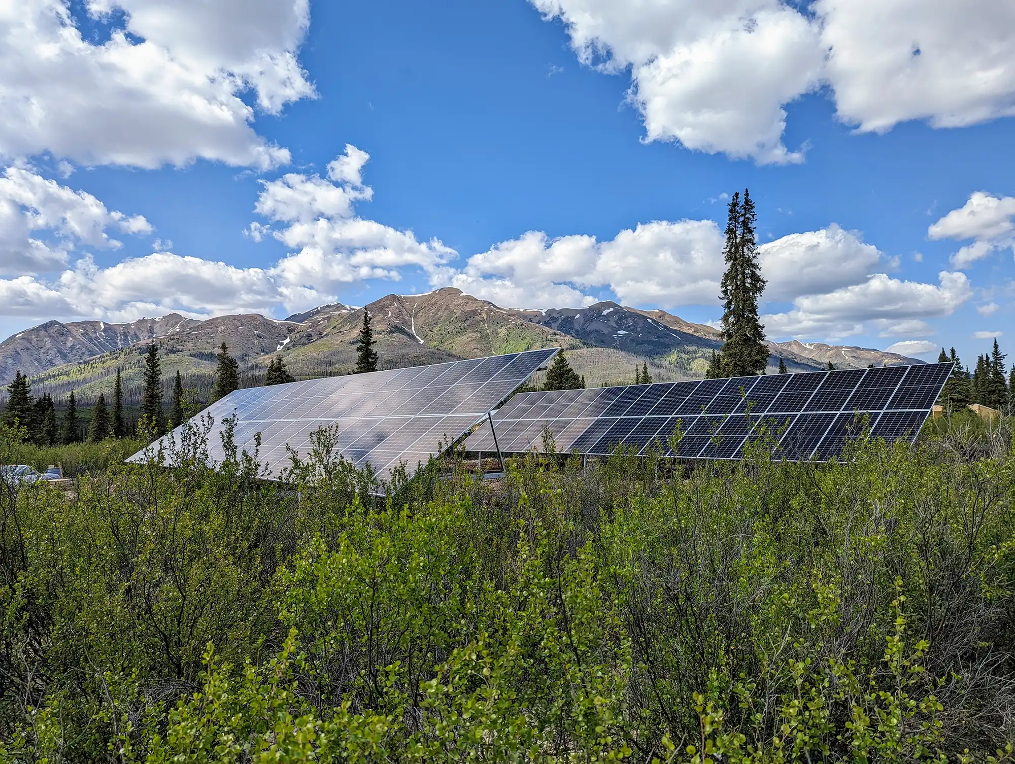Solar panels on an open field