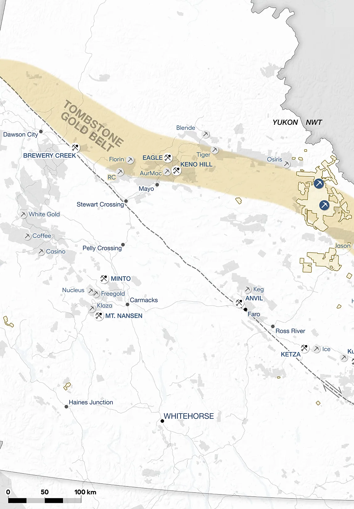 Locator Map for Goldbelt in Snowline Gold