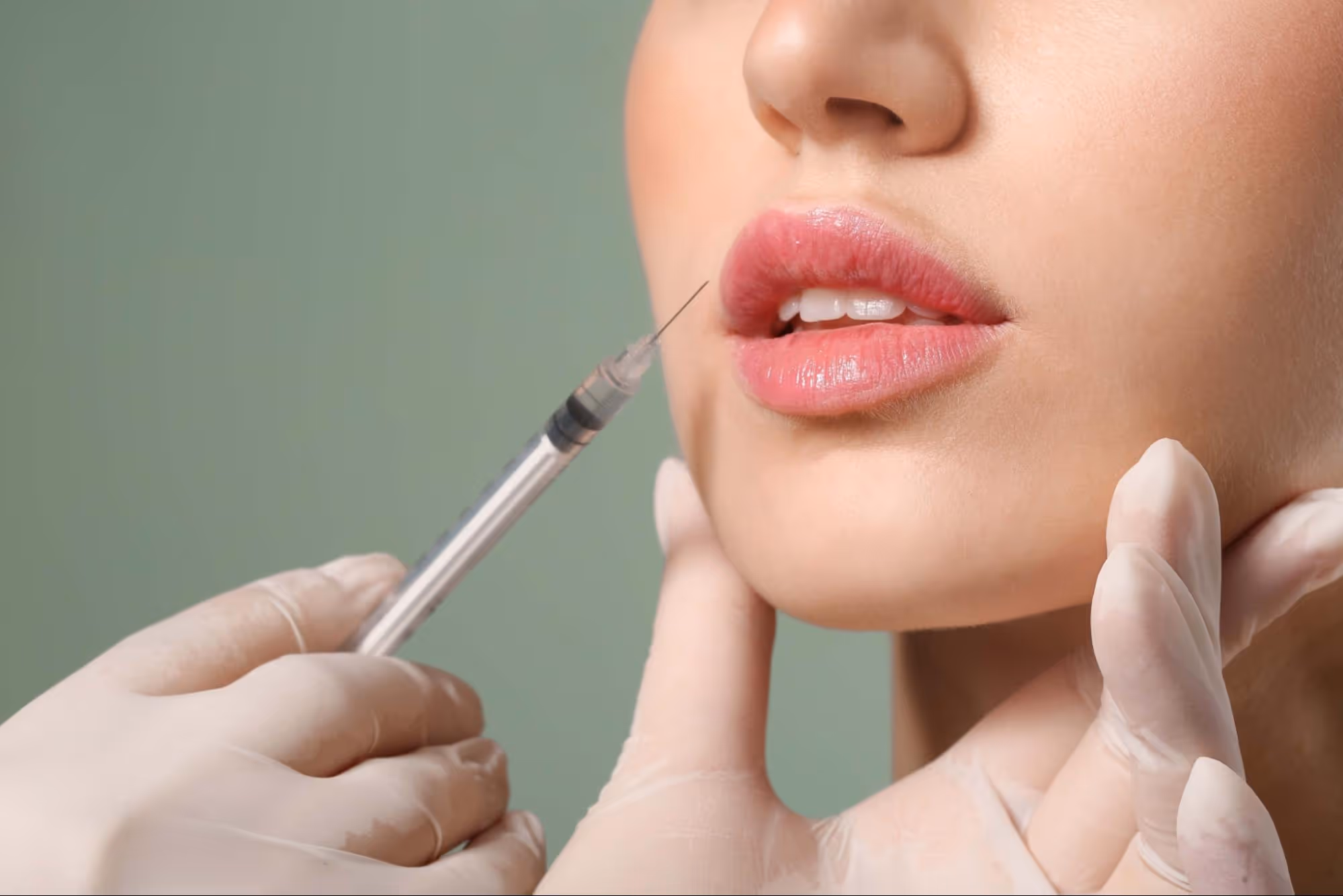 receiving cosmetic lip injection