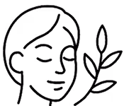 Icon of a woman’s face and leaf for Skin Rituals – facials that  smooth, brighten, and renew skin