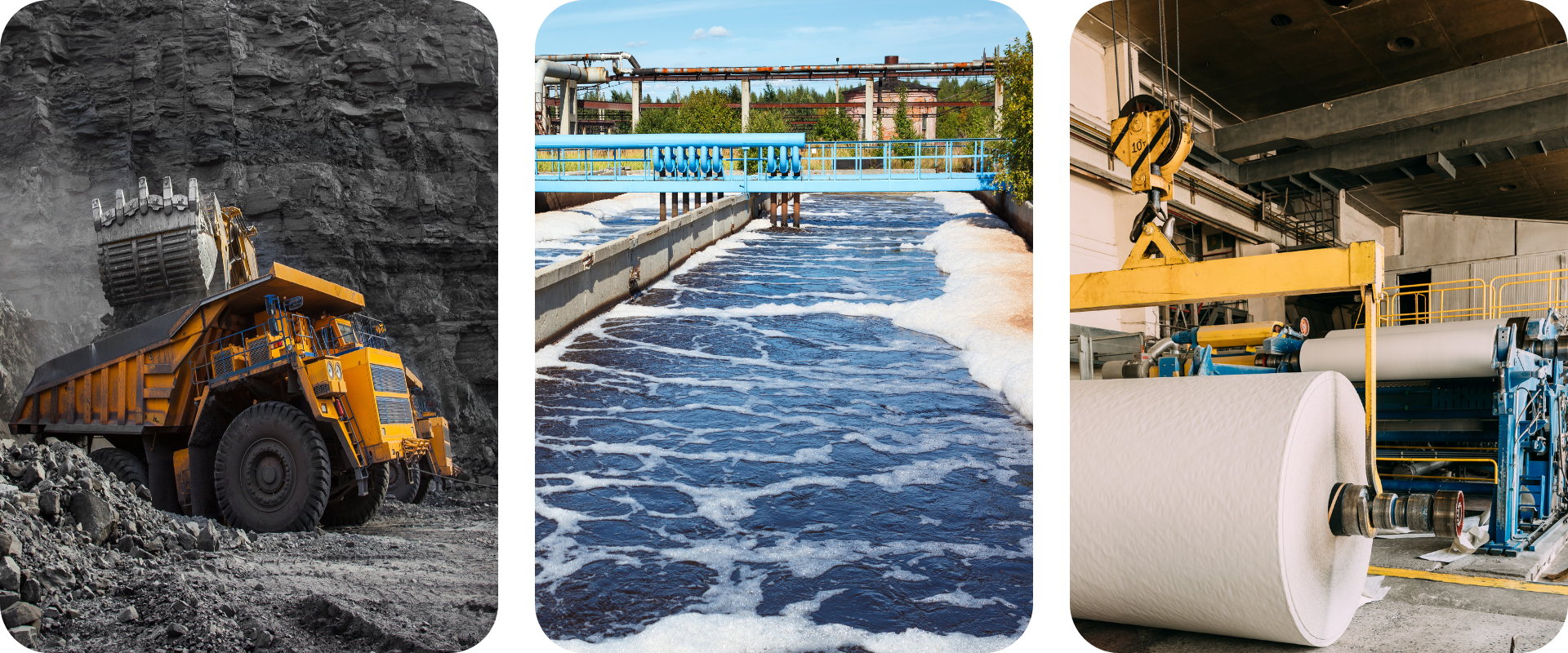 Coagulantes y floculantes para tratamiento de aguas en industrias minera, papelera, textil y alimentaria.