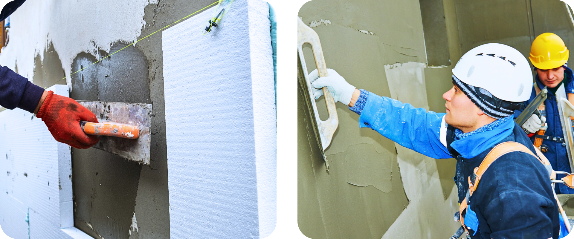 Base coat system with polymers and functional additives that improve workability, adhesion, setting control, and durability.