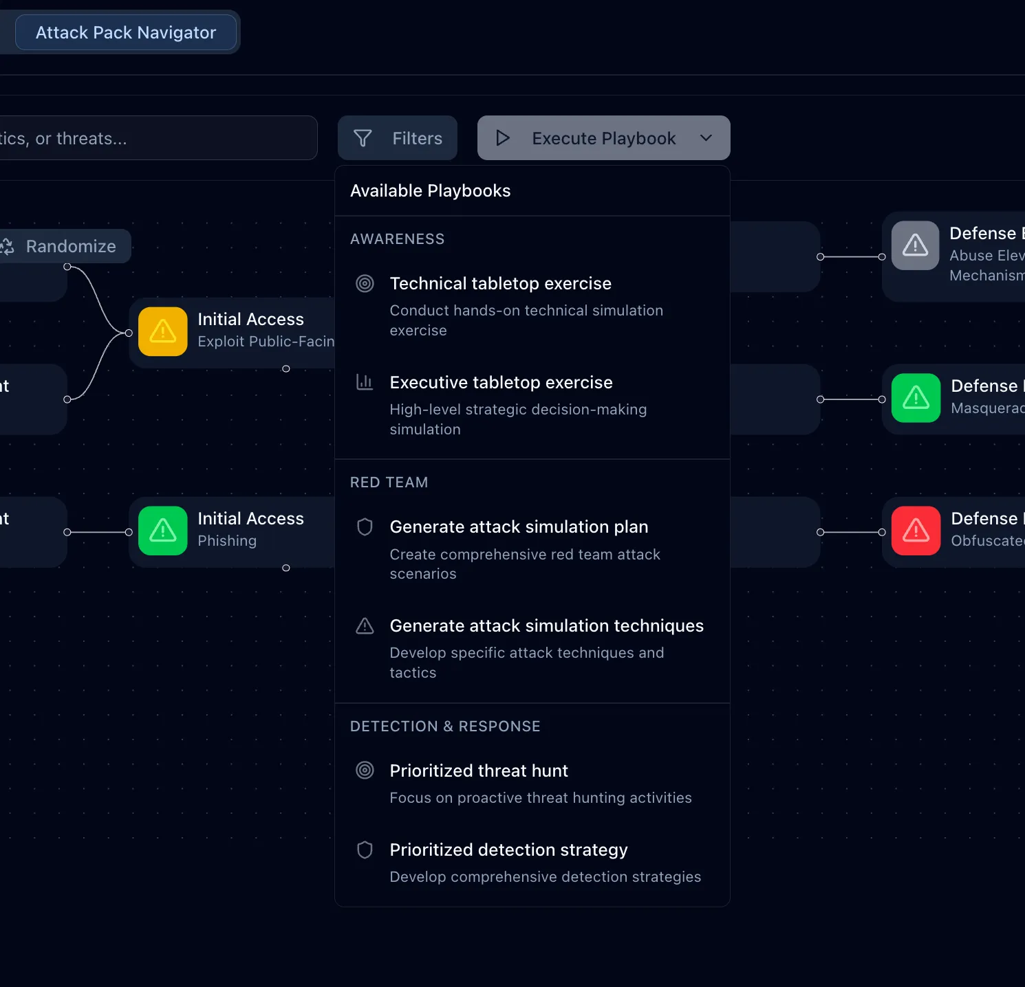 Execute threat-informed playbooks for intelligence led outcomes
