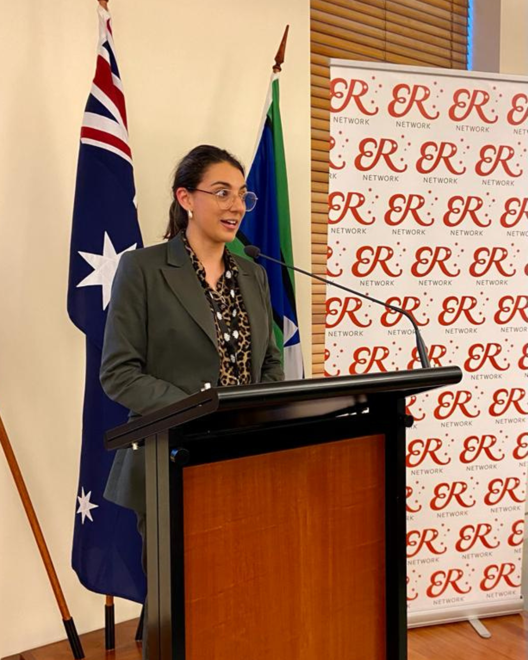 ERN member speaking at lecturn