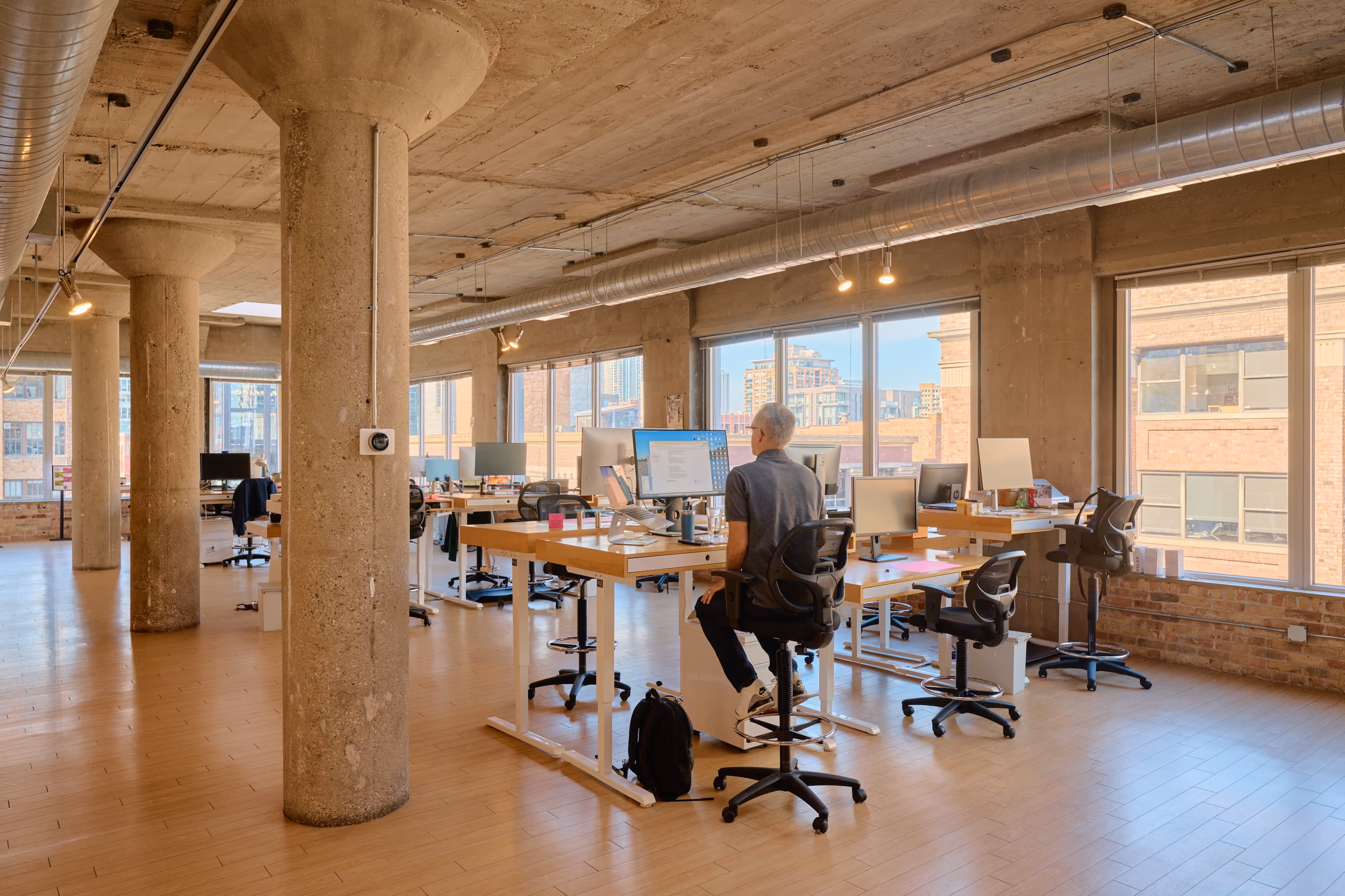 Open coworking desks at Two Thirty in River North, Chicago