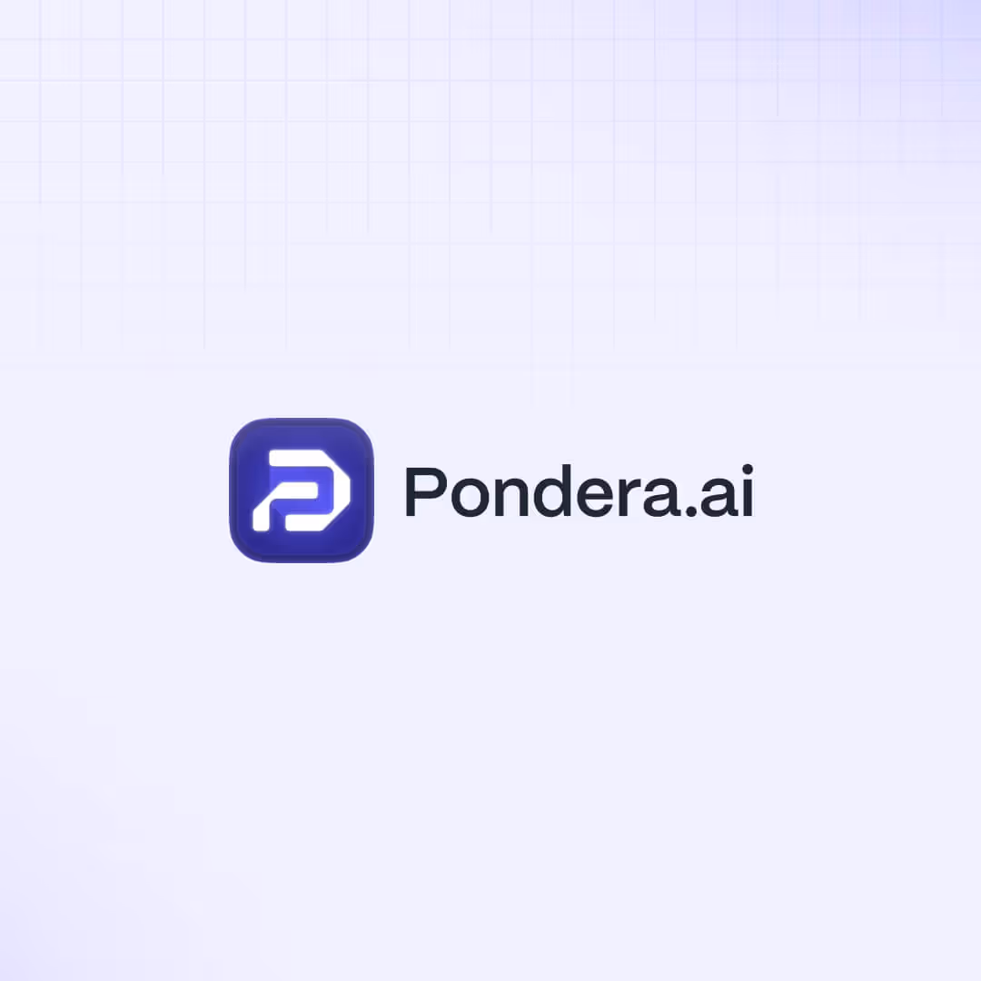 Pondera.ai logo with a stylized letter P inside a rounded blue square.