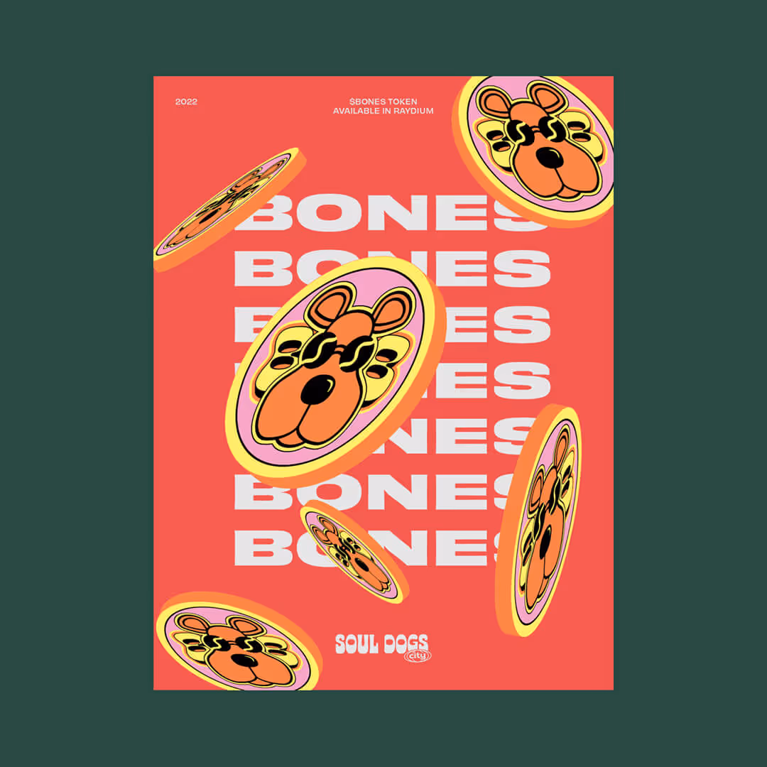 Branding design for Soul Dogs featuring the Poster token red.