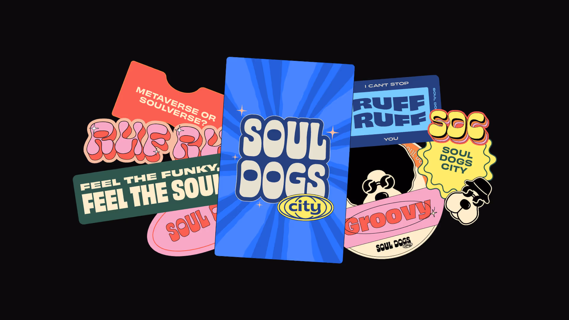 Branding design for Soul Dogs featuring the stickers.