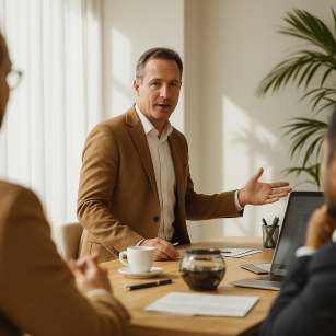 image of author speaking at an event