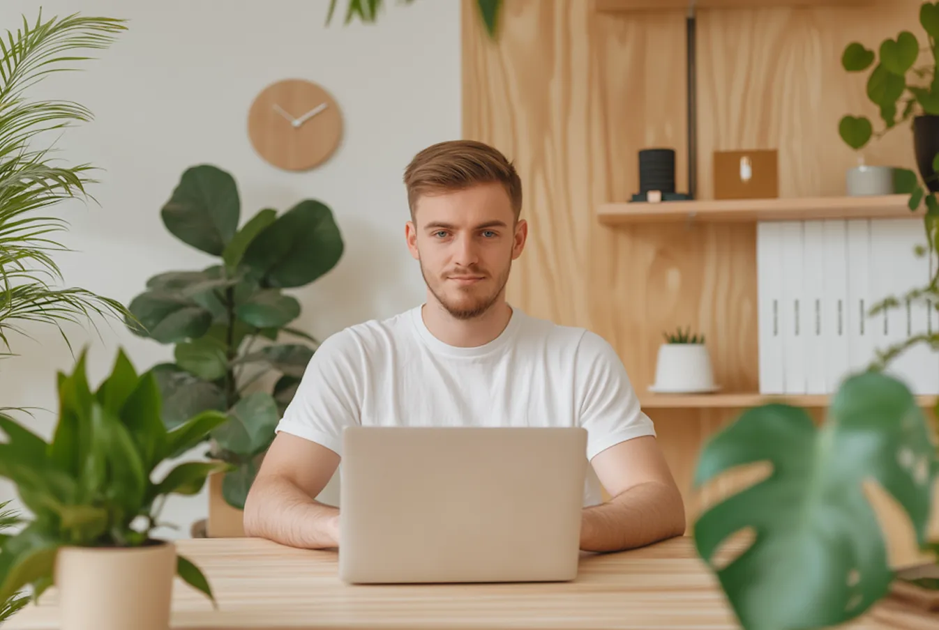 a man doing something in his laptop