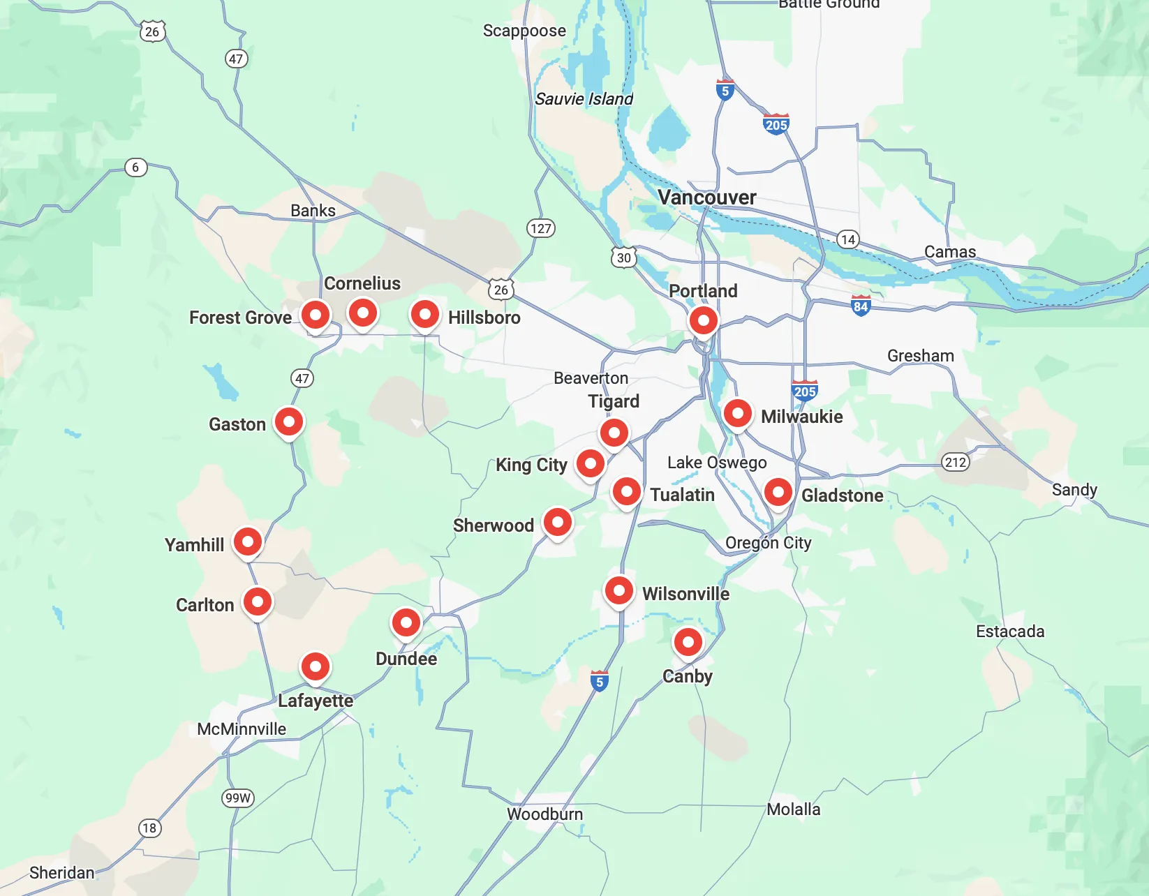 Service Areas