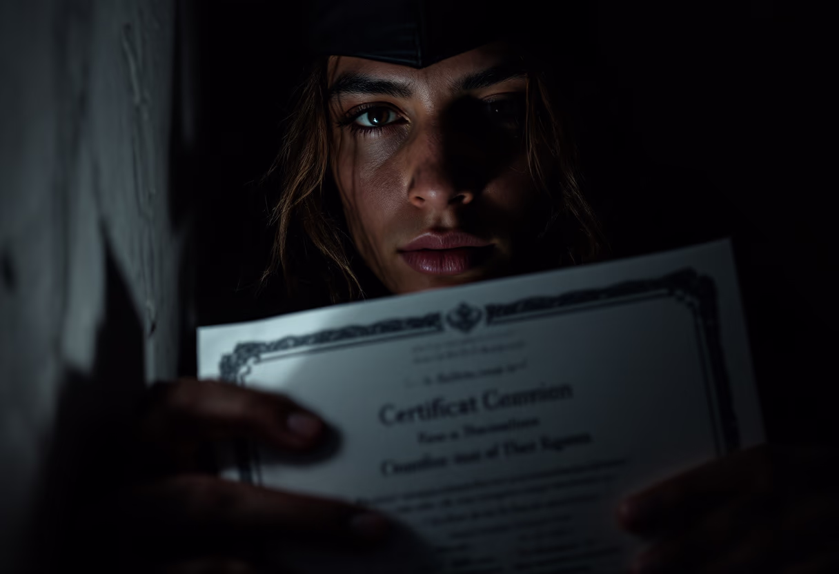 image of student holding a progress certificate