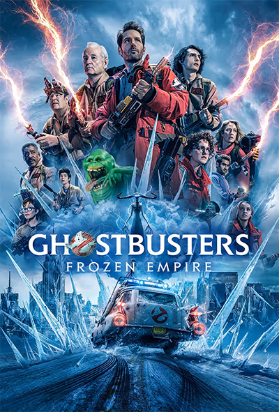 A poster for the movie Ghostbusters Frozen Empire.