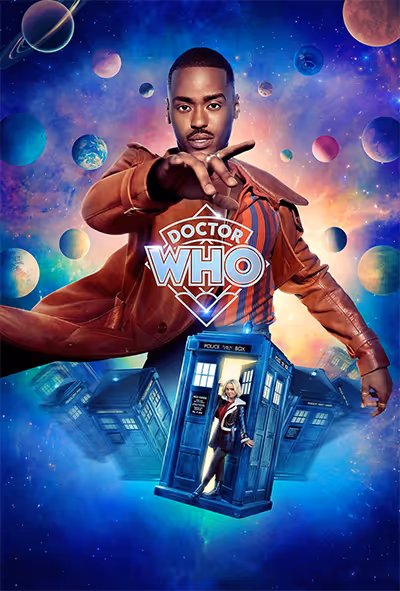 A man in a brown jacket is pointing at a woman in a blue jacket.